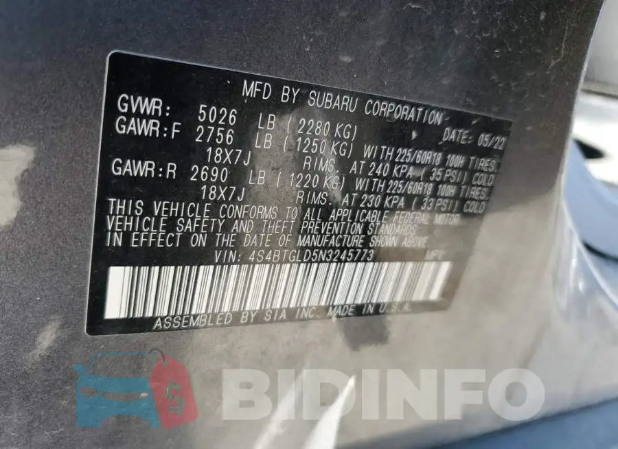 4S4BTGLD5N3245773 Photo# 12