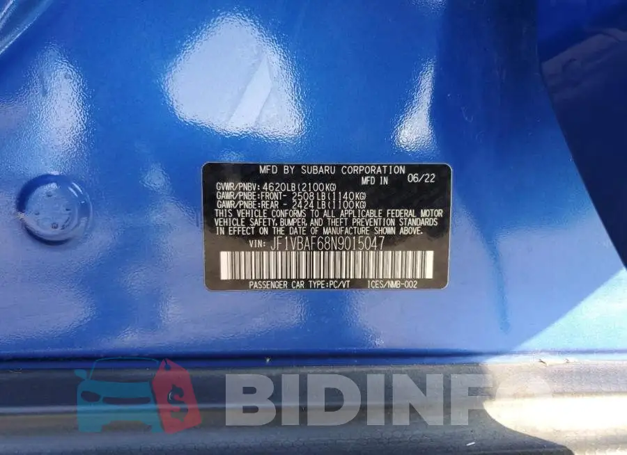 JF1VBAF68N9015047 Photo# 12