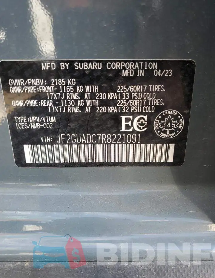 JF2GUADC7R8221091 Photo# 13