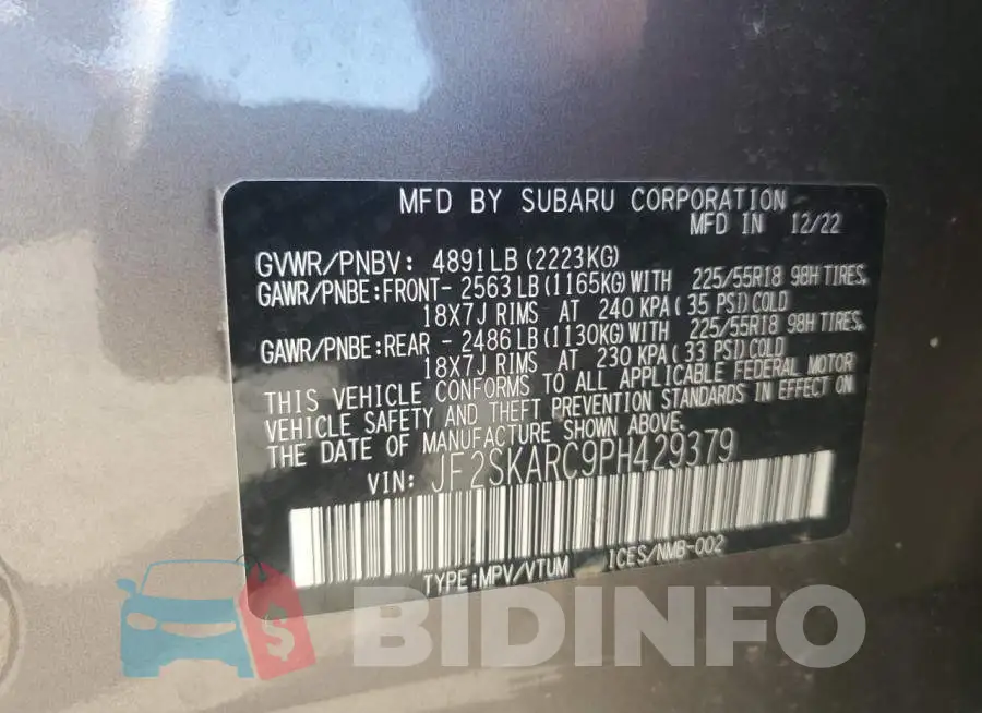 JF2SKARC9PH429379 Photo# 12