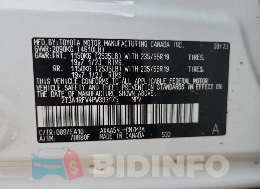 2T3A1RFV4PW393175 Photo# 14