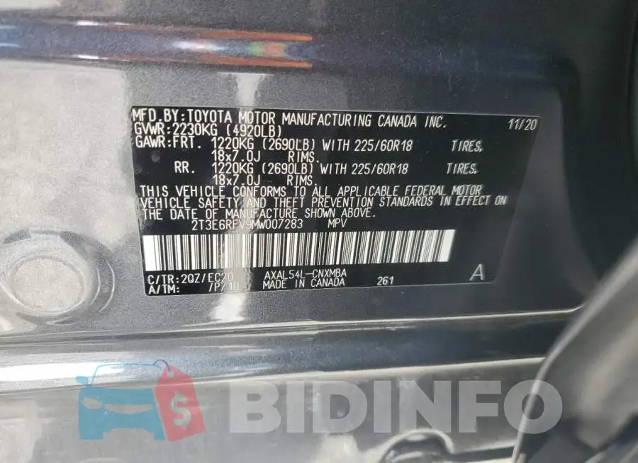 2T3E6RFV9MW007283 Photo# 14