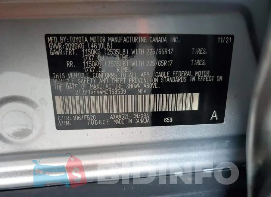 2T3H1RFV4MC168539 Photo# 13