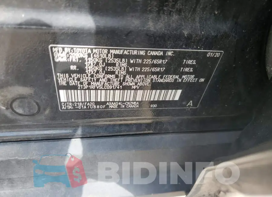 2T3P1RFV5LC091741 Photo# 13