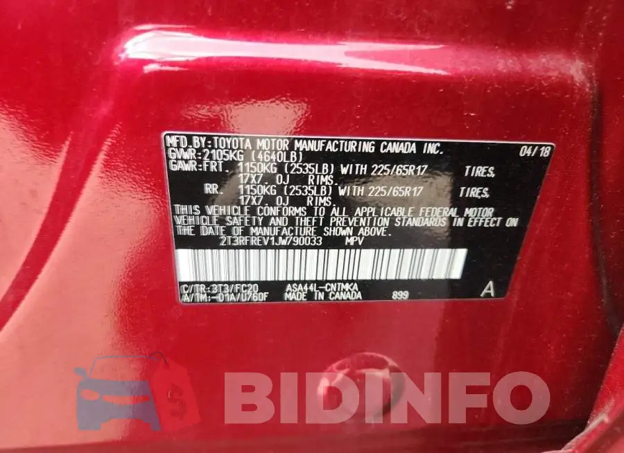 2T3RFREV1JW790033 Photo# 13