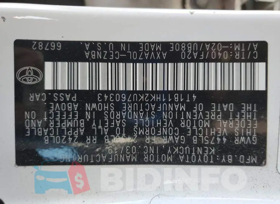 4T1B11HK2KU760343 Photo# 12