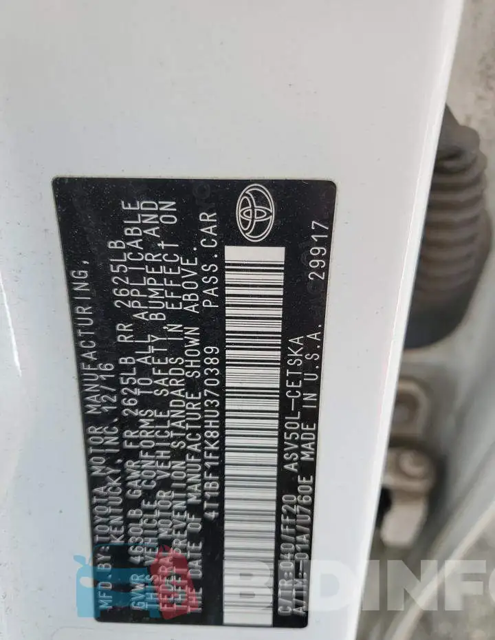 4T1BF1FK8HU370389 Photo# 12