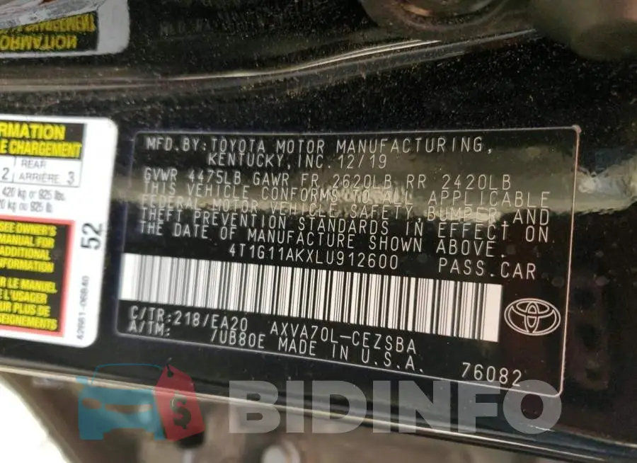 4T1G11AKXLU912600 Photo# 12