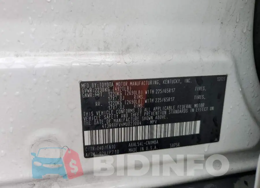 4T3R6RFV4MU023084 Photo# 13