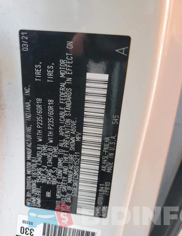 5TDESKFC9MS015211 Photo# 13