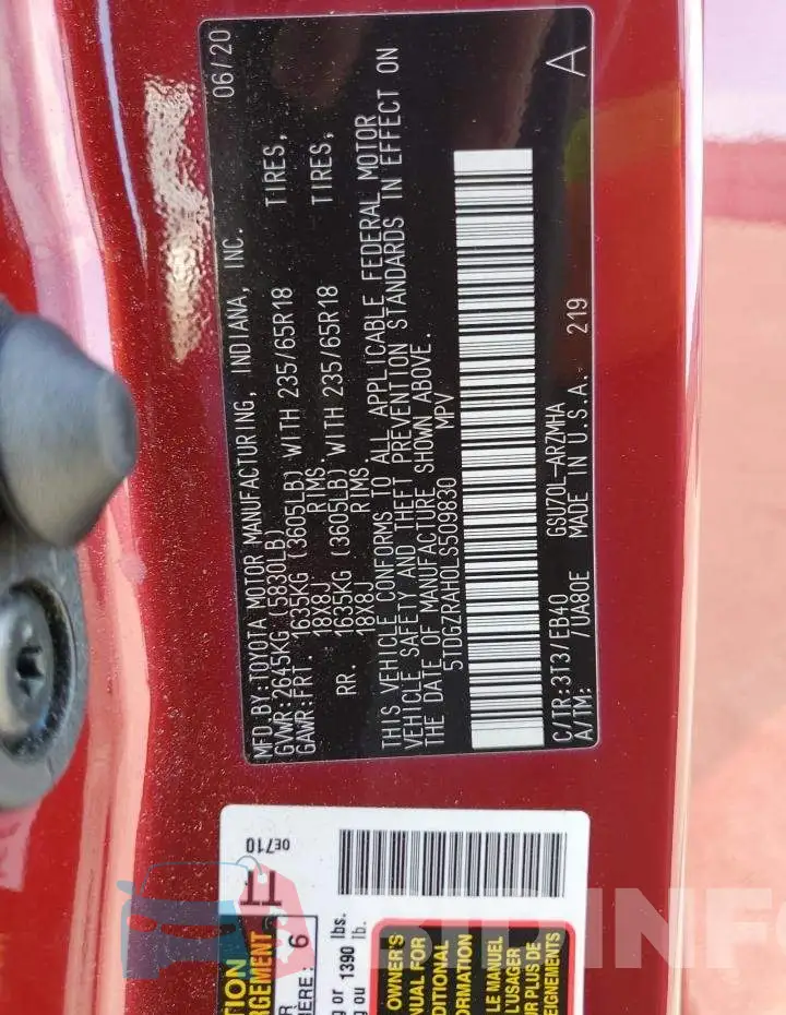 5TDGZRAH0LS509830 Photo# 13