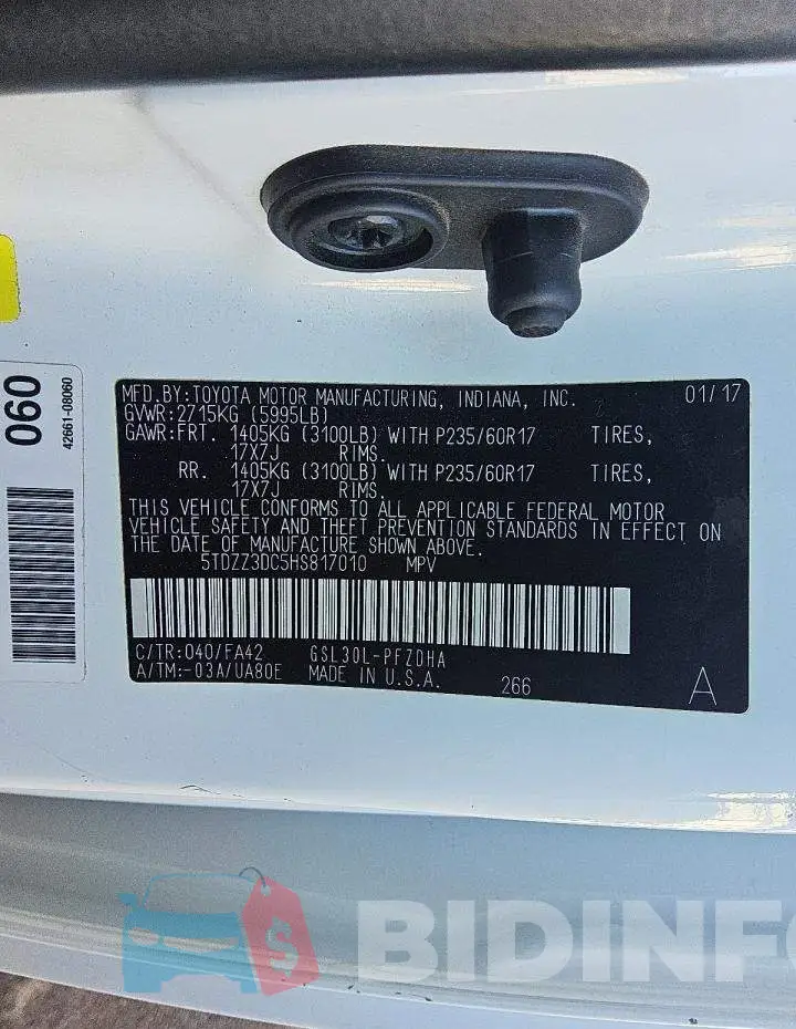 5TDZZ3DC5HS817010 Photo# 13
