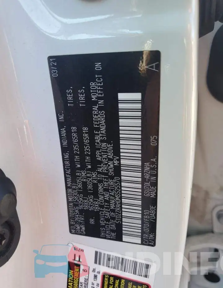 5TDZZRAH0MS525570 Photo# 14