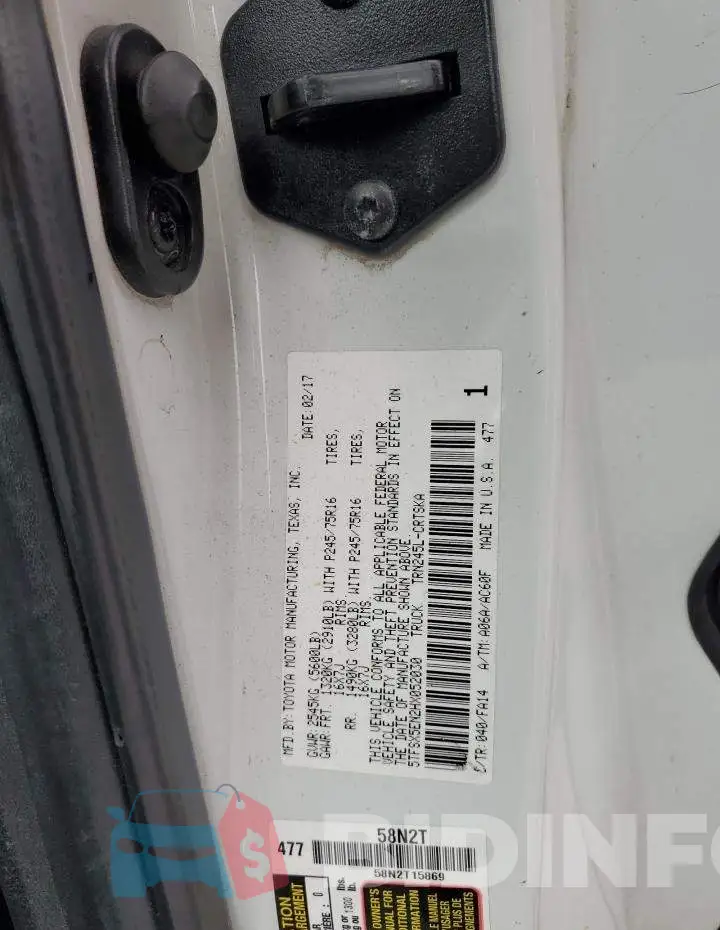 5TFSX5EN2HX052030 Photo# 12