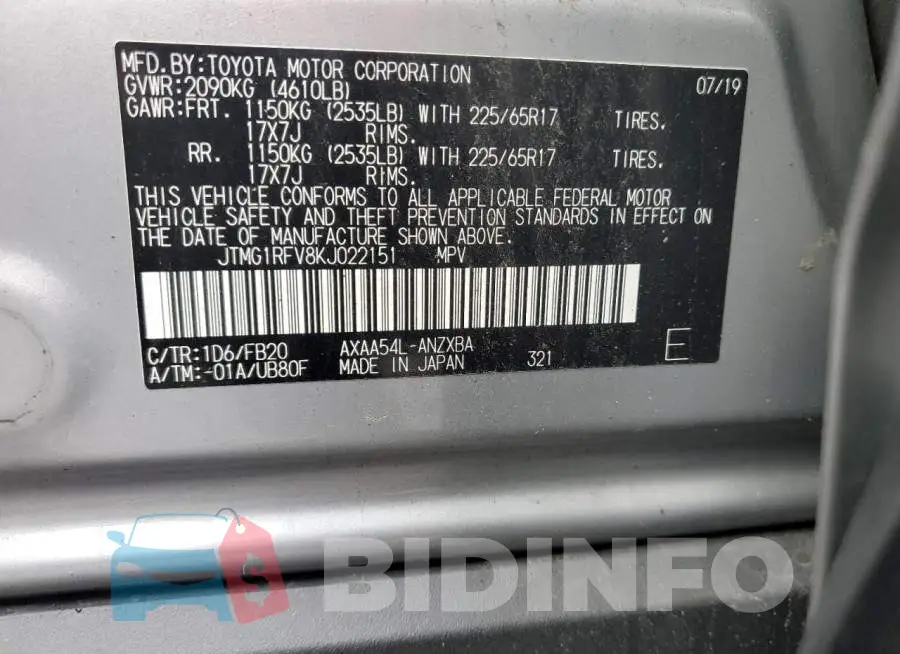 JTMG1RFV8KJ022151 Photo# 12