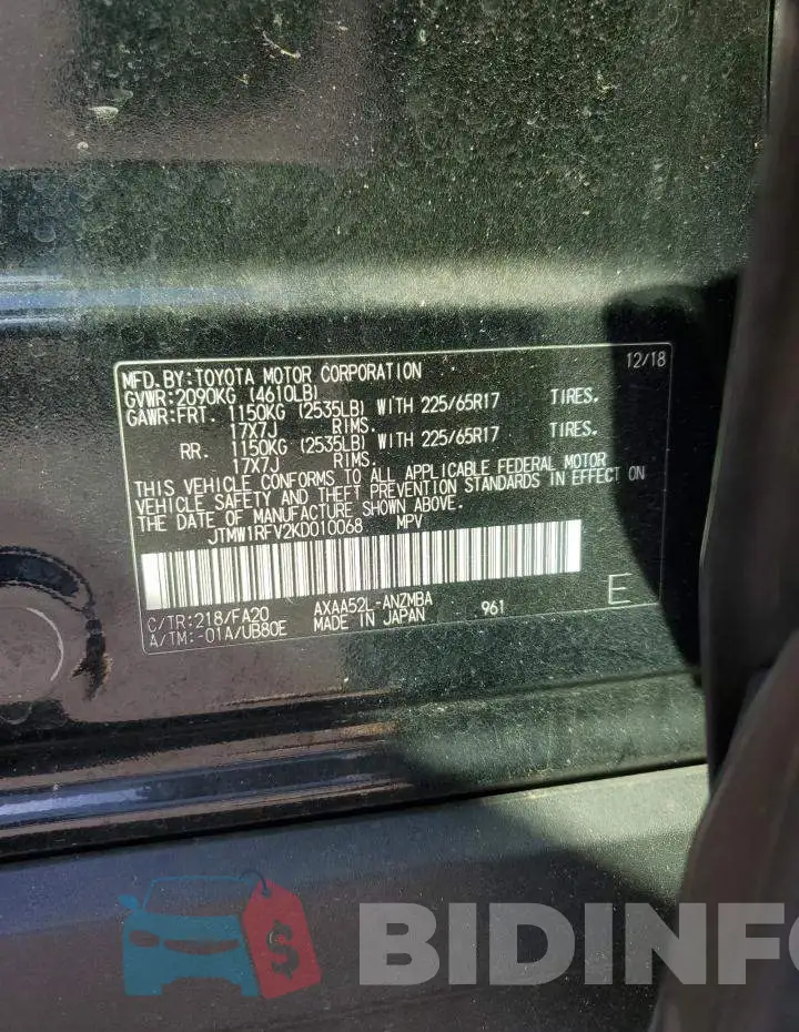 JTMW1RFV2KD010068 Photo# 14