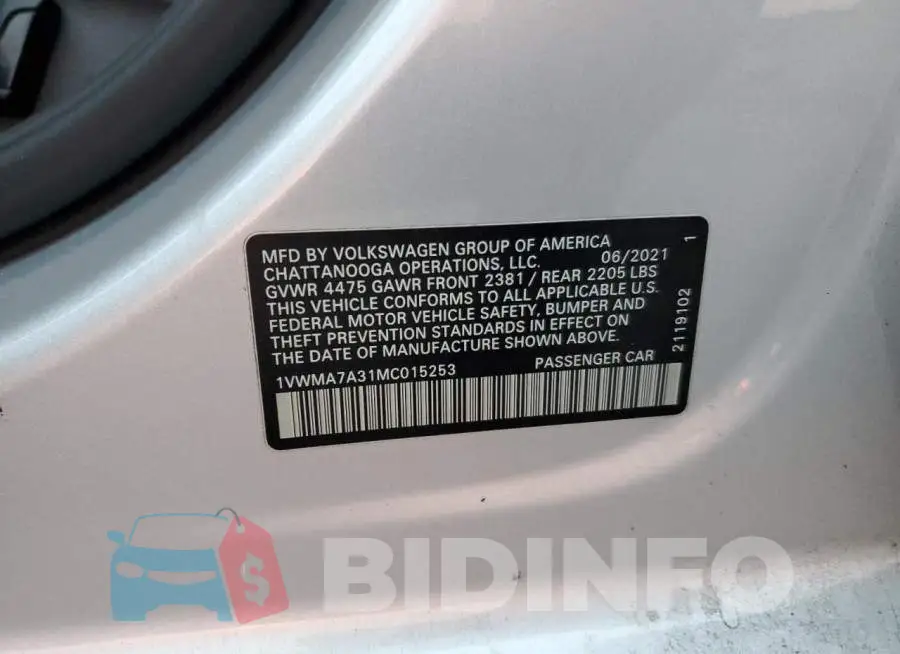 1VWMA7A31MC015253 Photo# 12
