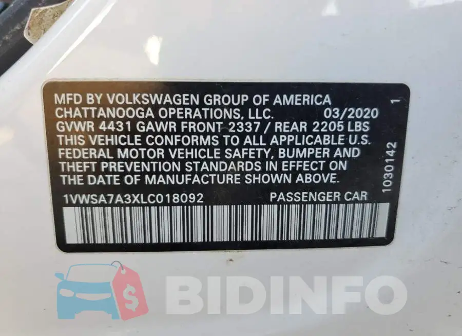 1VWSA7A3XLC018092 Photo# 13