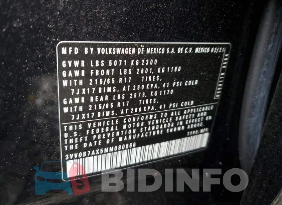 3VV0B7AX5MM080866 Photo# 13