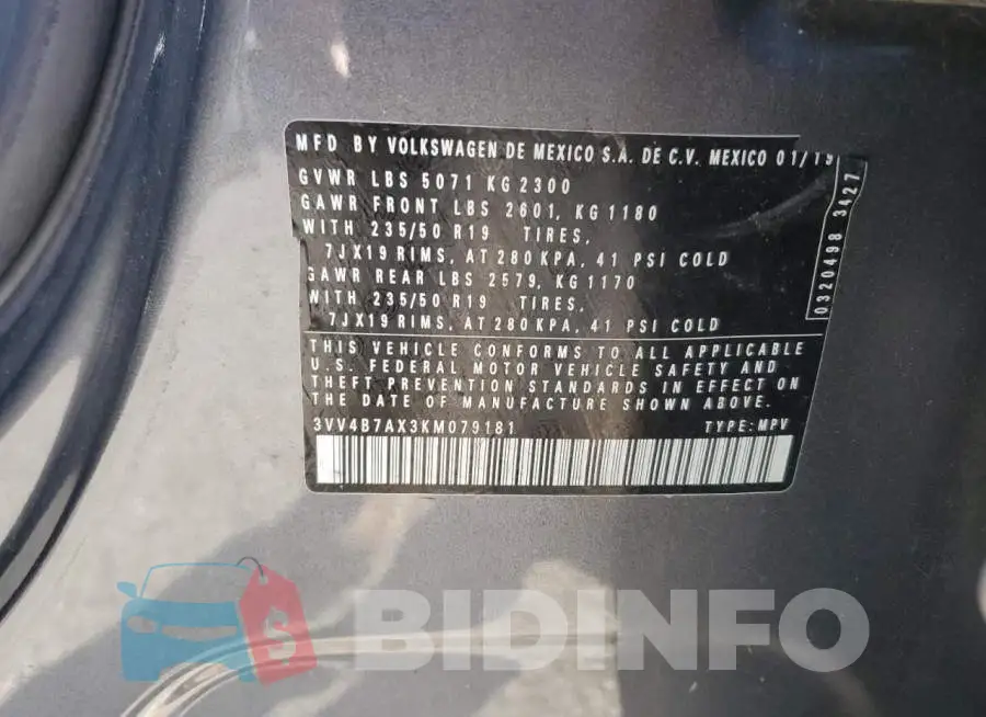 3VV4B7AX3KM079181 Photo# 13