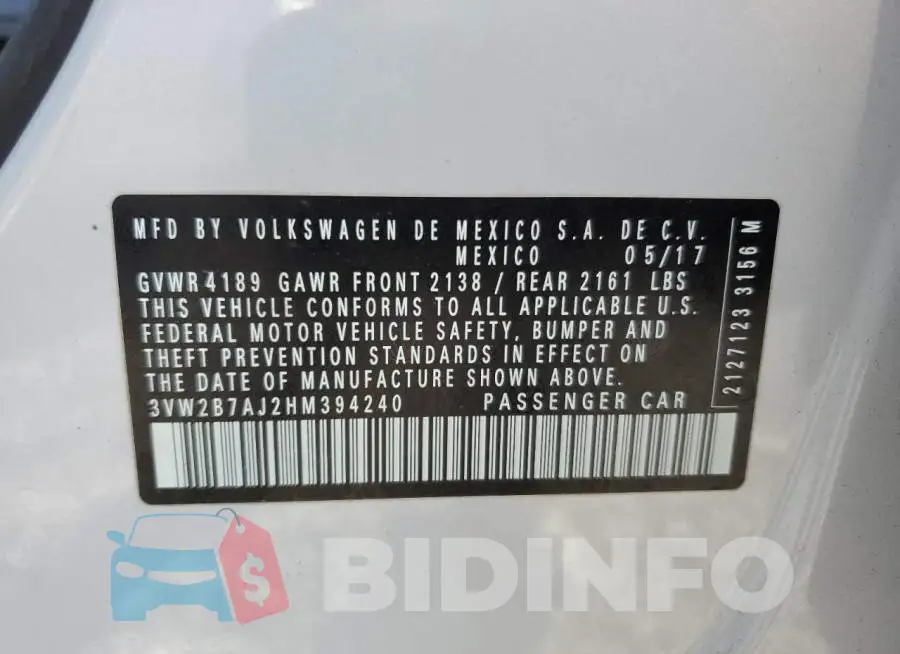 3VW2B7AJ2HM394240 Photo# 13
