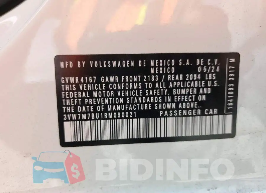 3VW7M7BU1RM090021 Photo# 12