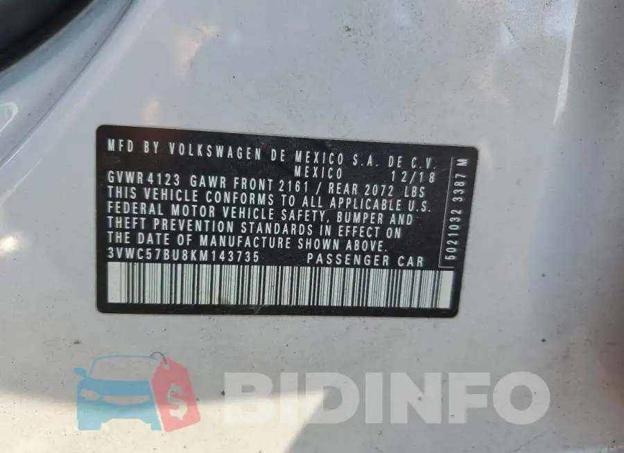 3VWC57BU8KM143735 Photo# 12