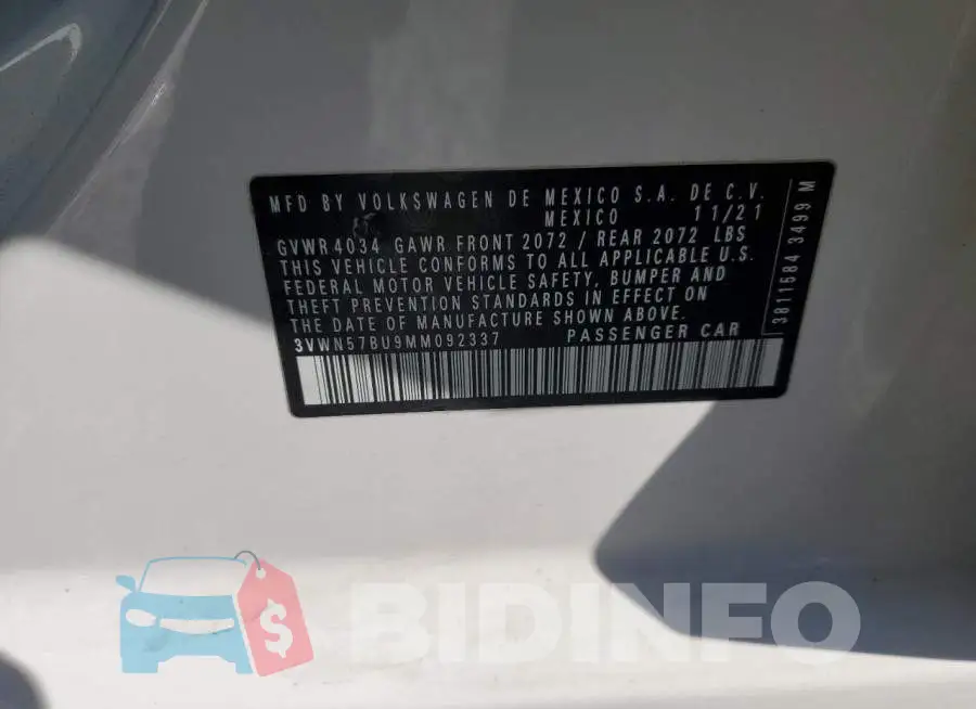 3VWN57BU9MM092337 Photo# 12