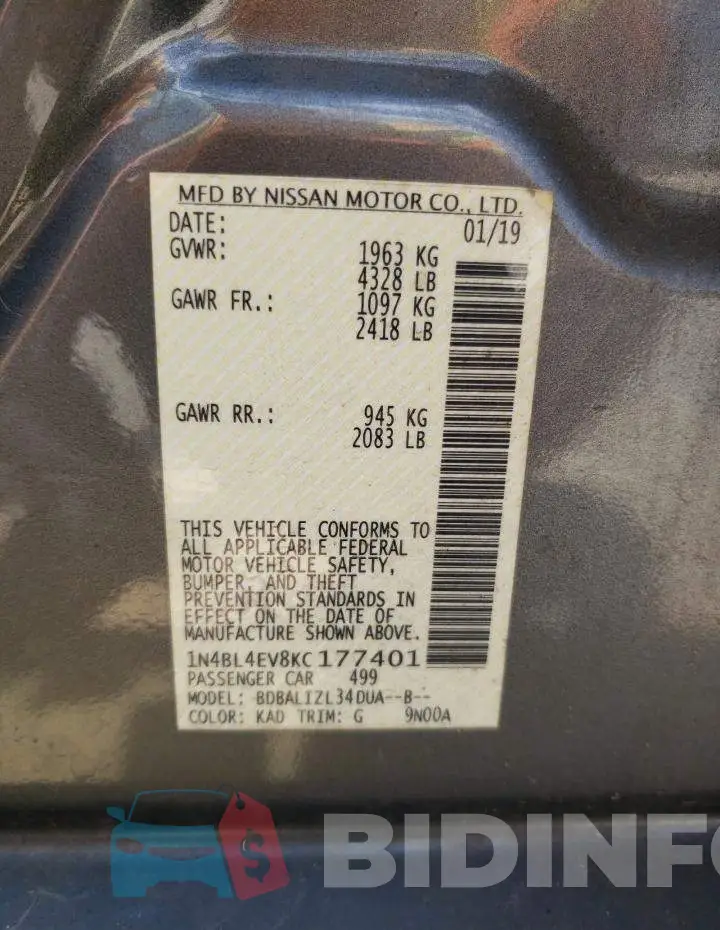 1N4BL4EV8KC177401 Photo# 13