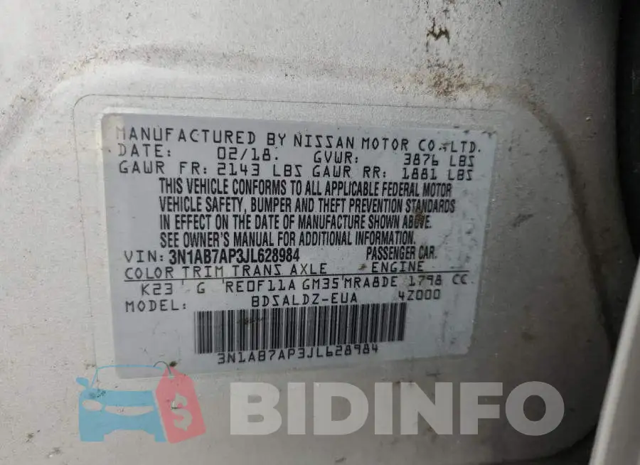 3N1AB7AP3JL628984 Photo# 13