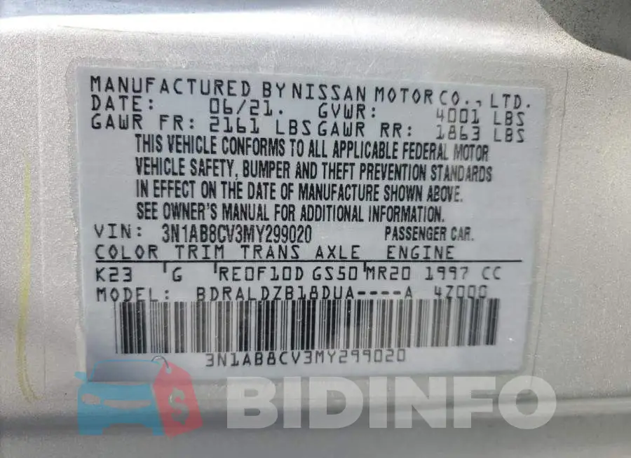 3N1AB8CV3MY299020 Photo# 12
