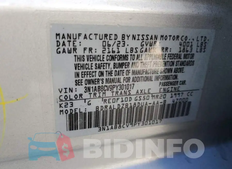 3N1AB8CV9PY301017 Photo# 12