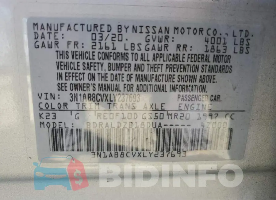 3N1AB8CVXLY237693 Photo# 13