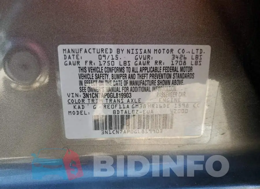3N1CN7AP0GL819903 Photo# 12