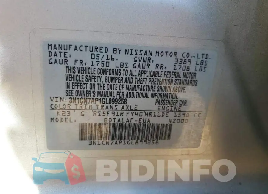 3N1CN7AP1GL899258 Photo# 12