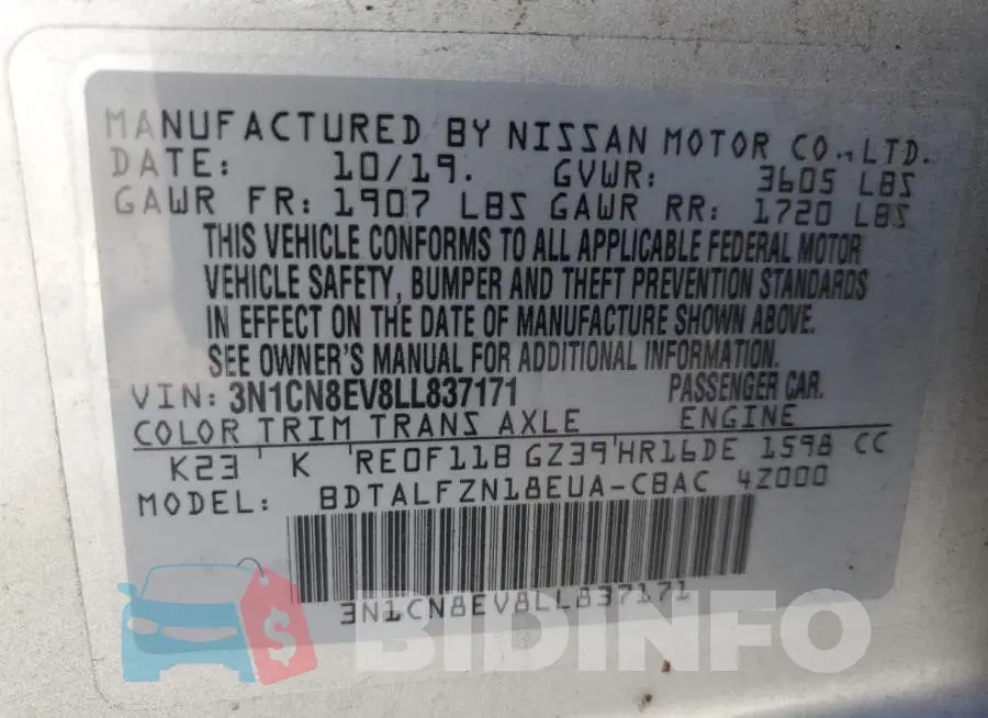 3N1CN8EV8LL837171 Photo# 12