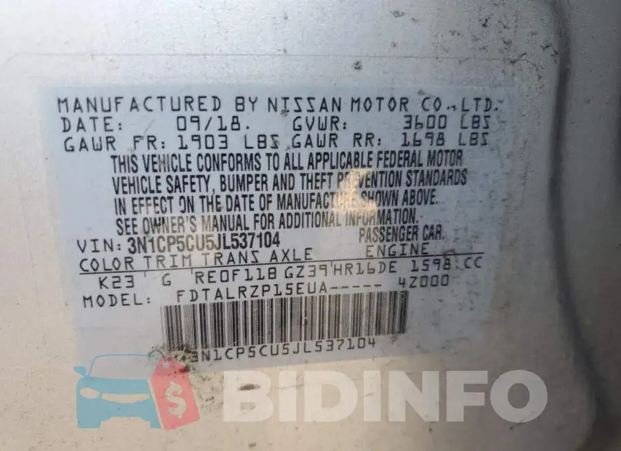 3N1CP5CU5JL537104 Photo# 12