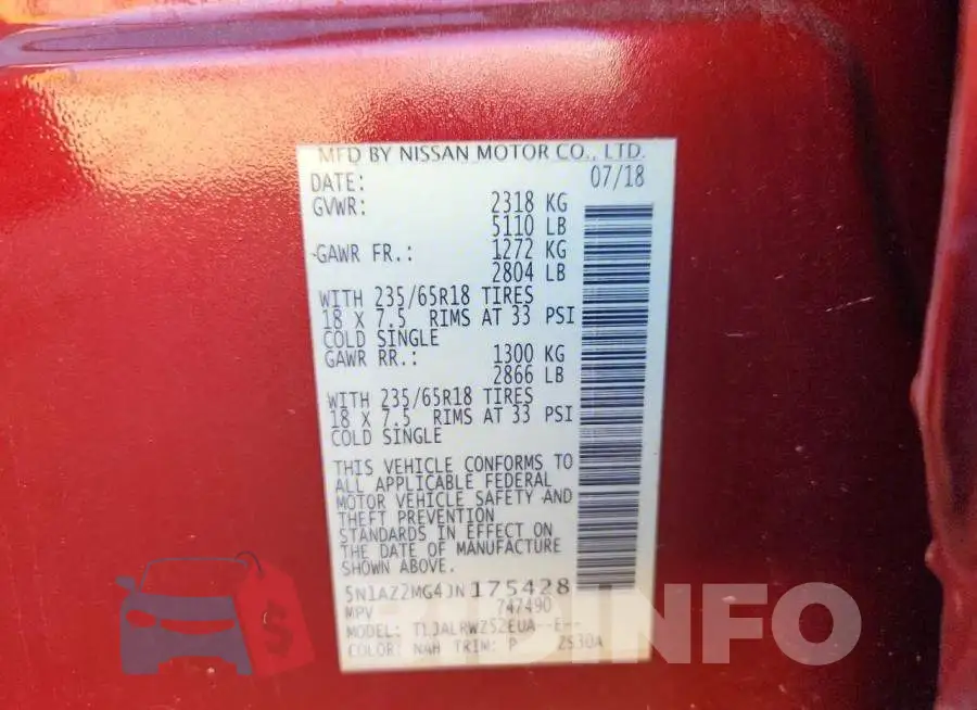 5N1AZ2MG4JN175428 Photo# 13