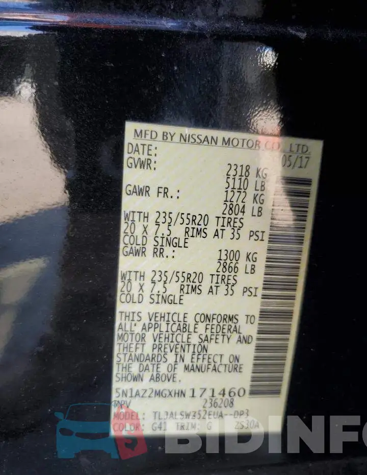 5N1AZ2MGXHN171460 Photo# 12