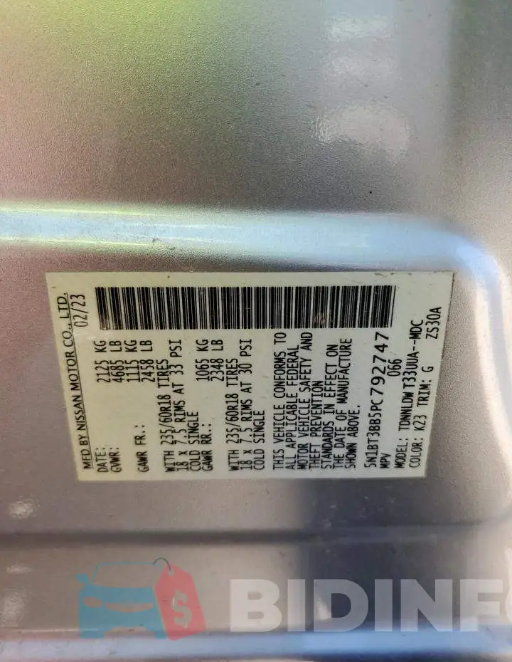 5N1BT3BB5PC792747 Photo# 14