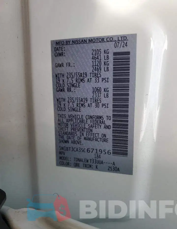 5N1BT3CA3SC671956 Photo# 14