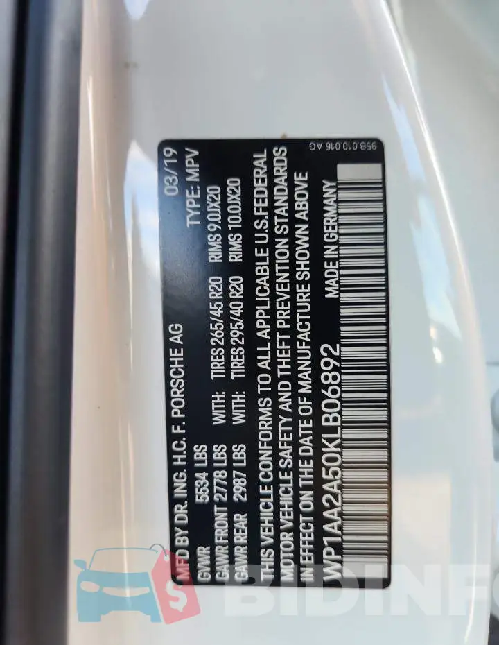 WP1AA2A50KLB06892 Photo# 13