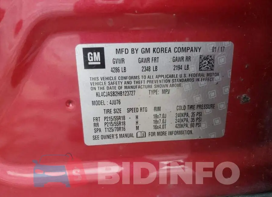 KL4CJASB2HB123727 Photo# 13
