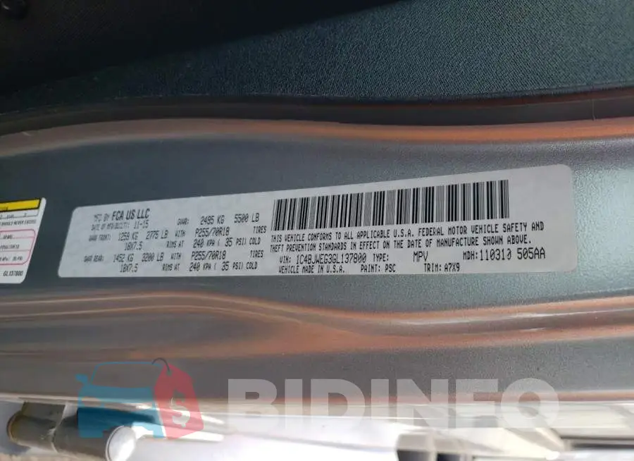 1C4BJWEG3GL137800 Photo# 13