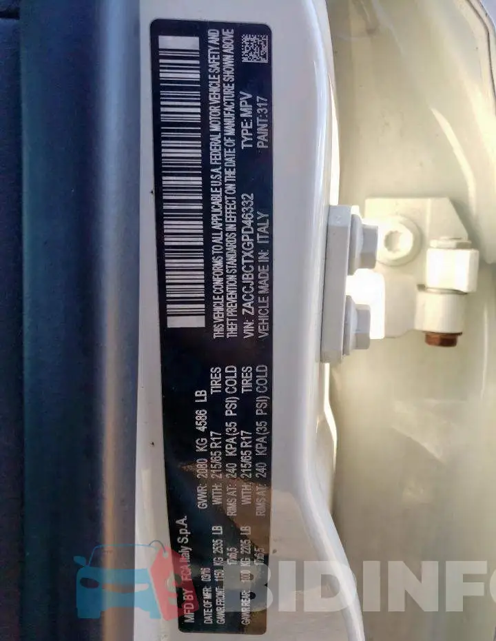 ZACCJBCTXGPD46332 Photo# 12