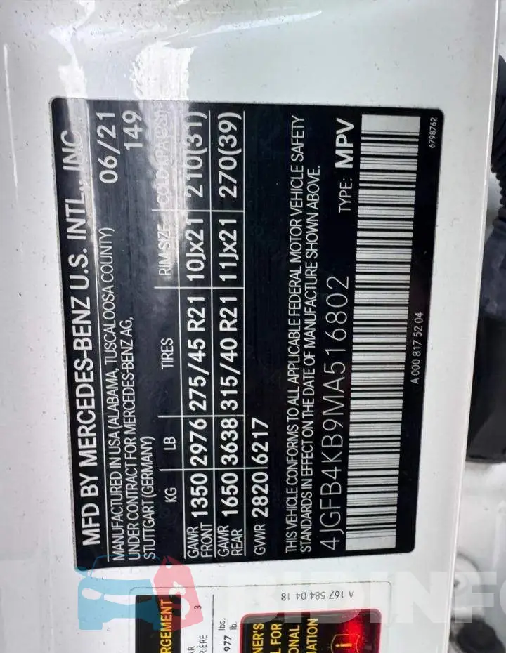 4JGFB4KB9MA516802 Photo# 11