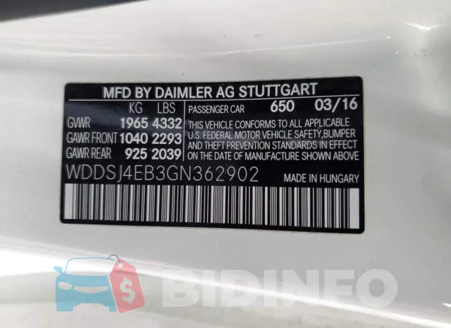 WDDSJ4EB3GN362902 Photo# 13