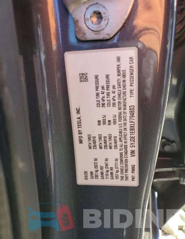 5YJ3E1EBXLF794803 Photo# 12