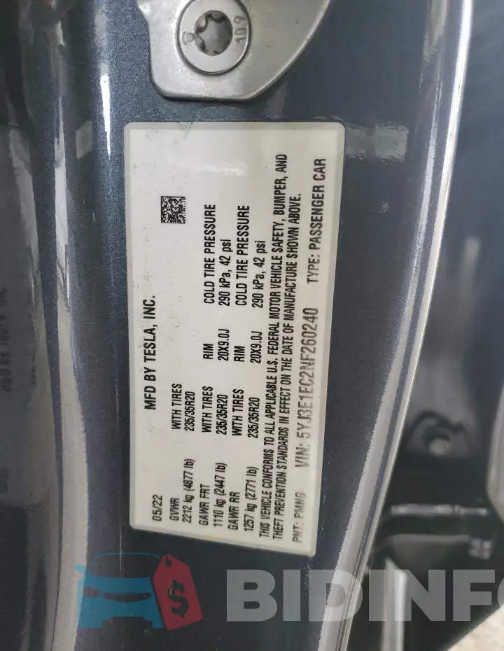 5YJ3E1EC2NF260240 Photo# 12