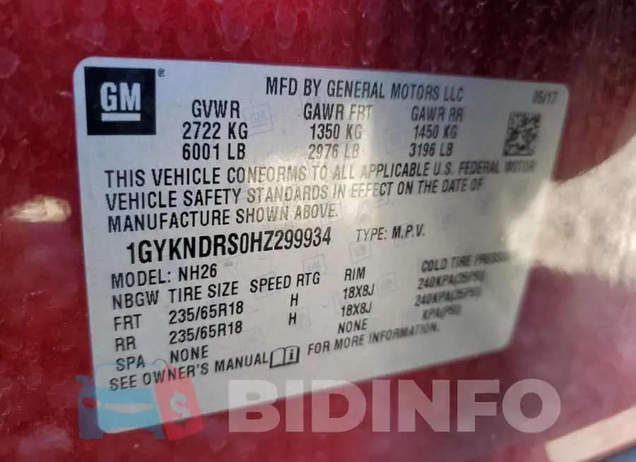1GYKNDRS0HZ299934 Photo# 12